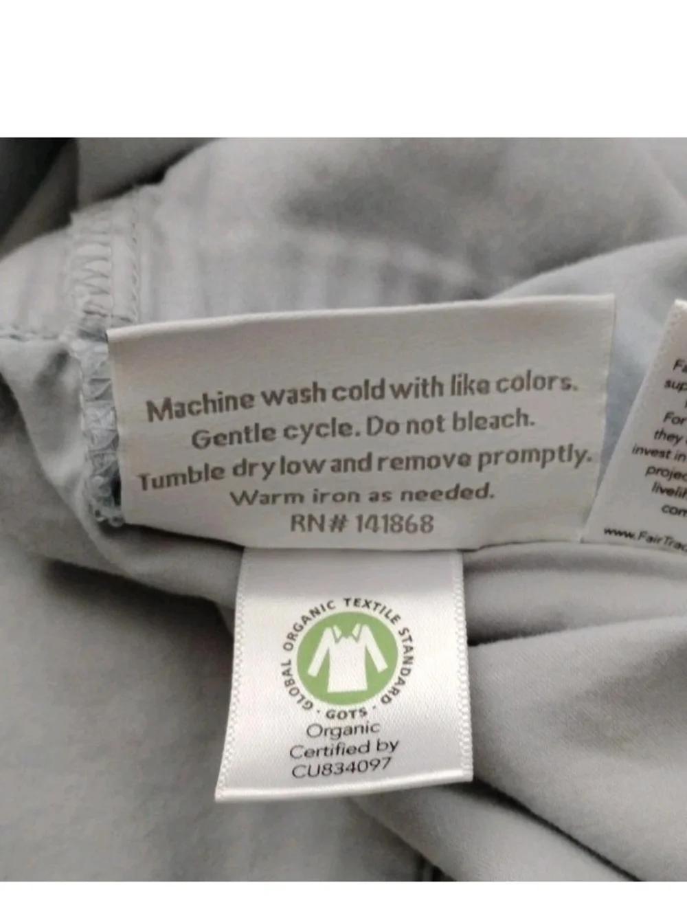 Boll & Branch 100% Organic Cotton Pillow Case (2) Blue/Gray Standard
